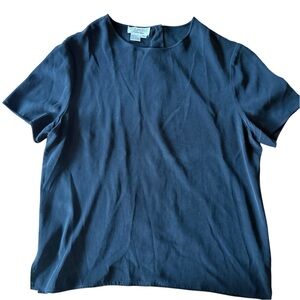 Vintage Due Per Due Black‎ Silk Minimalist Old Money Chic Blouse Size 10